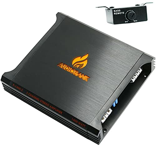 Audiobank AB1400.2 2 Channel 2400 Watt 2 Ohm A/B Class Car Audio Stereo BASS Amplifier with Bass Control, Bridgeable, LED Indicator with Bass Knob Included Audiobank AB1400.2 2 Channel 2400 Watt 2 Ohm A/B Class Car Audio Stereo BASS Amplifier with Bass Control, Bridgeable, LED Indicator with Bass Knob Included